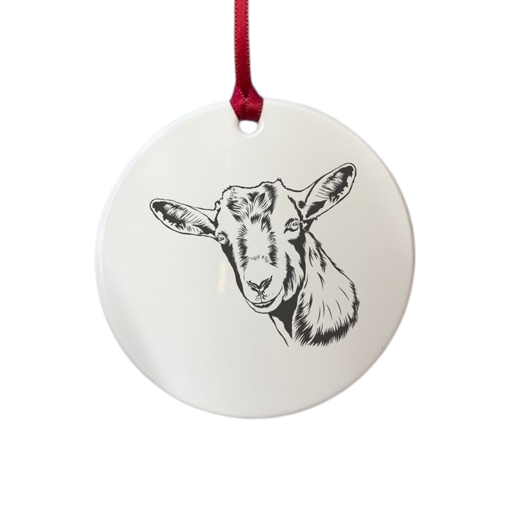 Personalised Goat Face Engraved White Acrylic Decoration