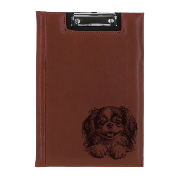 Japanese Chin Paws Engraved Leather Clipboard