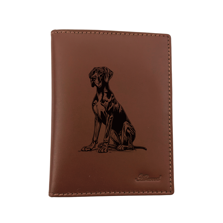 Great Dane Sitting Engraved Leather Passport Cover