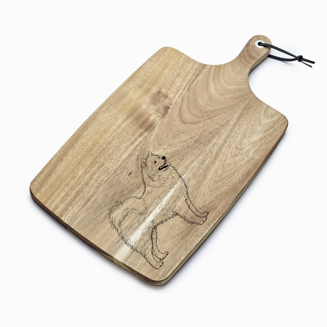 Personalised Samoyed Standing Engraved Acacia Serving Board