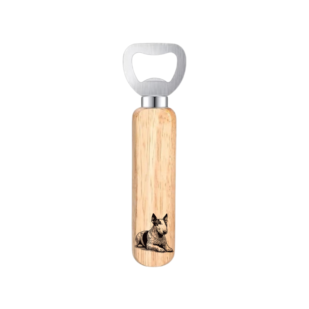 English Bull Terrier Lying Down Engraved Wooden Bottle Opener