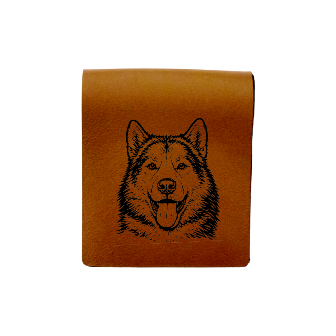 Greenland Dog Face Engraved Genuine Leather Magnetic Bookmark