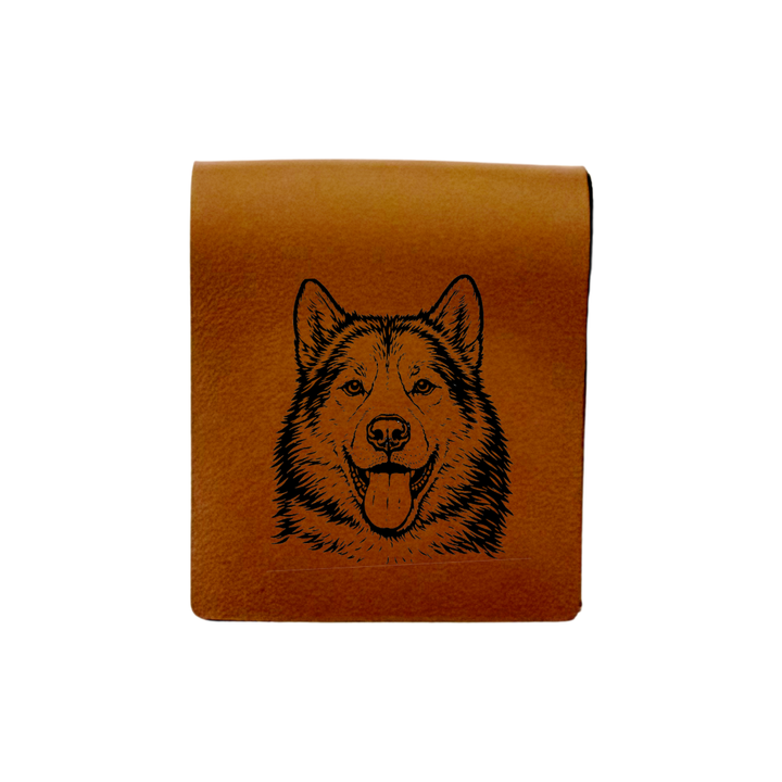 Greenland Dog Face Engraved Genuine Leather Magnetic Bookmark