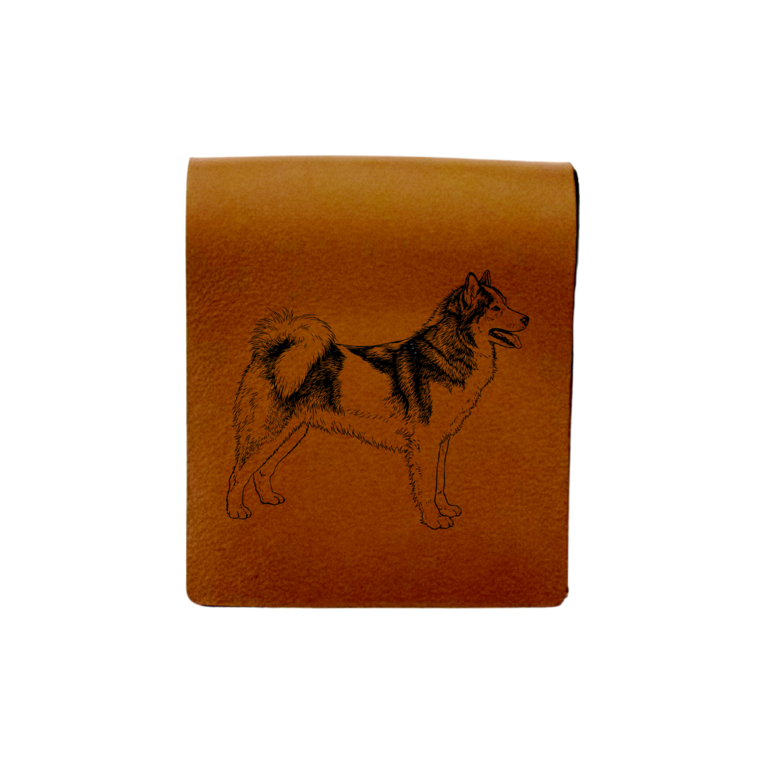 Greenland Dog Standing Engraved Genuine Leather Magnetic Bookmark