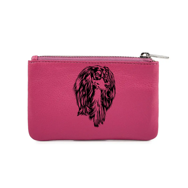 Saluki Engraved Genuine Leather Coin Purse (Multiple Colour Options)