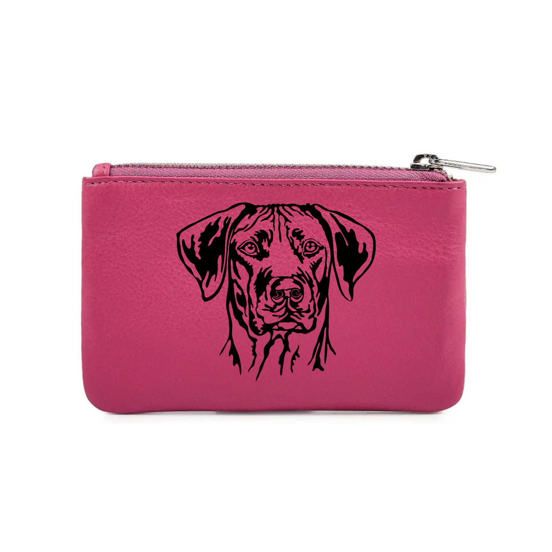 Rhodesian Ridgeback Engraved Genuine Leather Coin Purse (Multiple Colour Options)