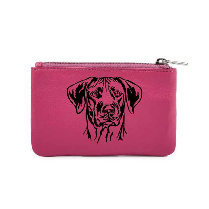 Rhodesian Ridgeback Engraved Genuine Leather Coin Purse (Multiple Colour Options)