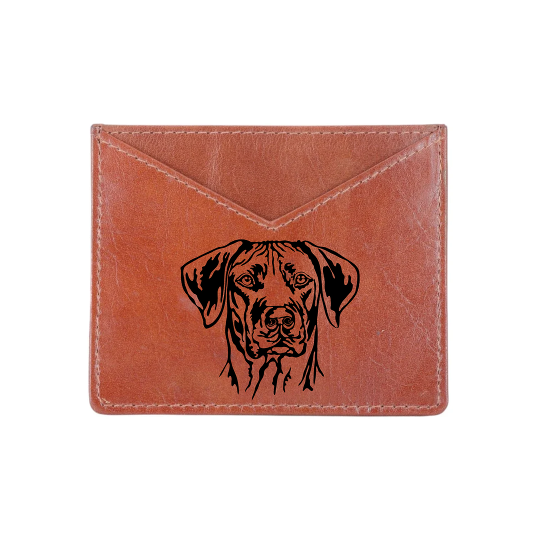 Rhodesian Ridgeback Engraved Genuine Leather Cardholder
