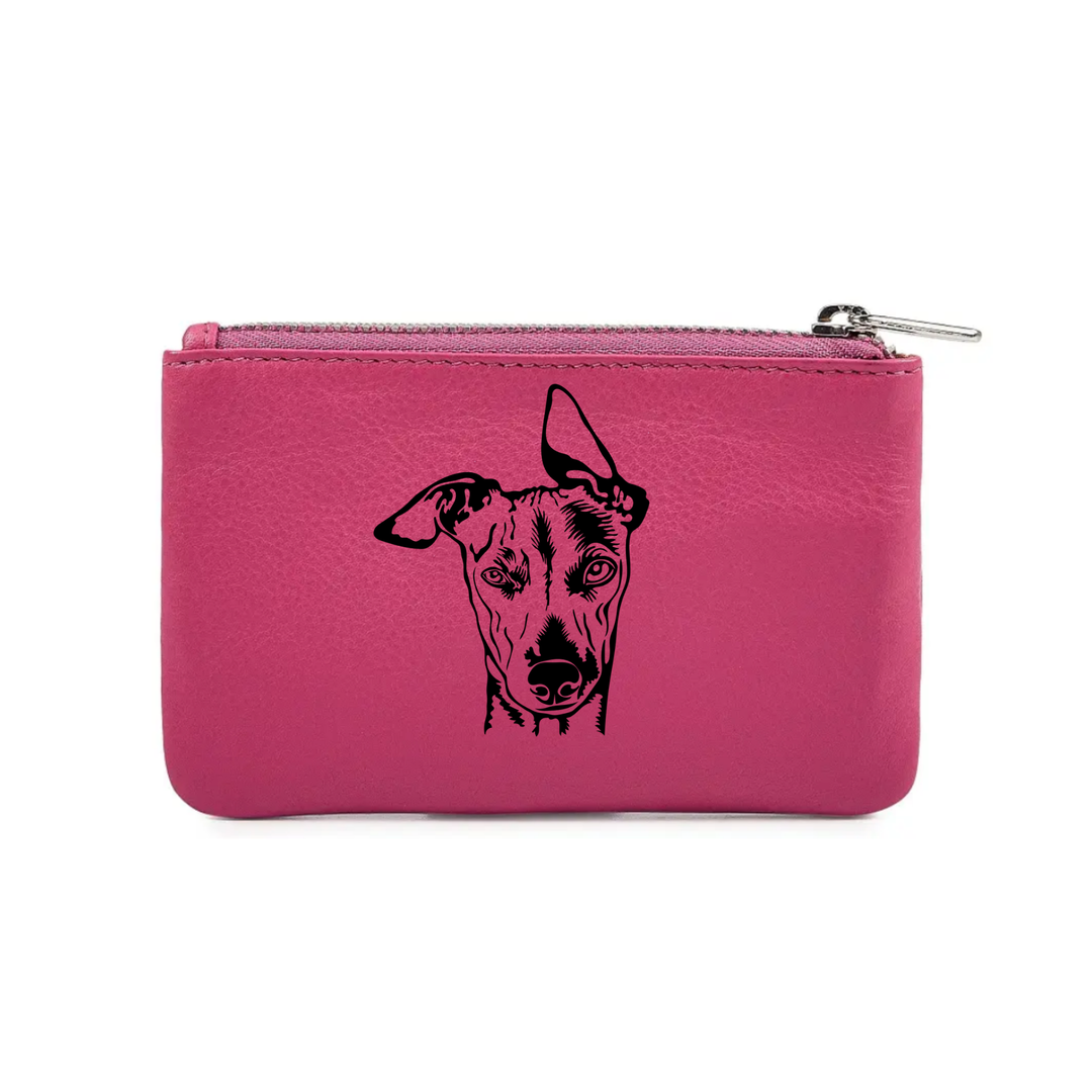 Whippet Engraved Genuine Leather Coin Purse (Multiple Colour Options)