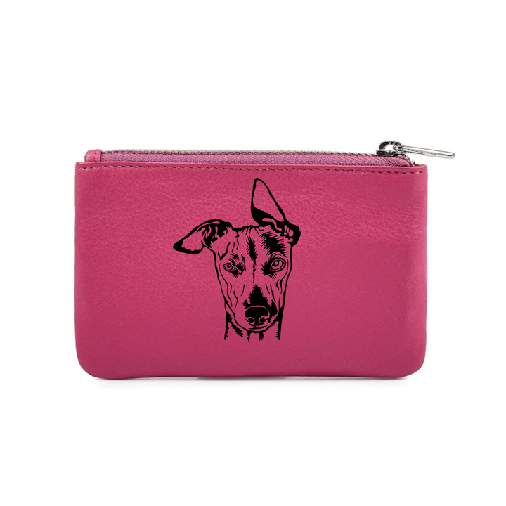 Whippet Engraved Genuine Leather Coin Purse (Multiple Colour Options)