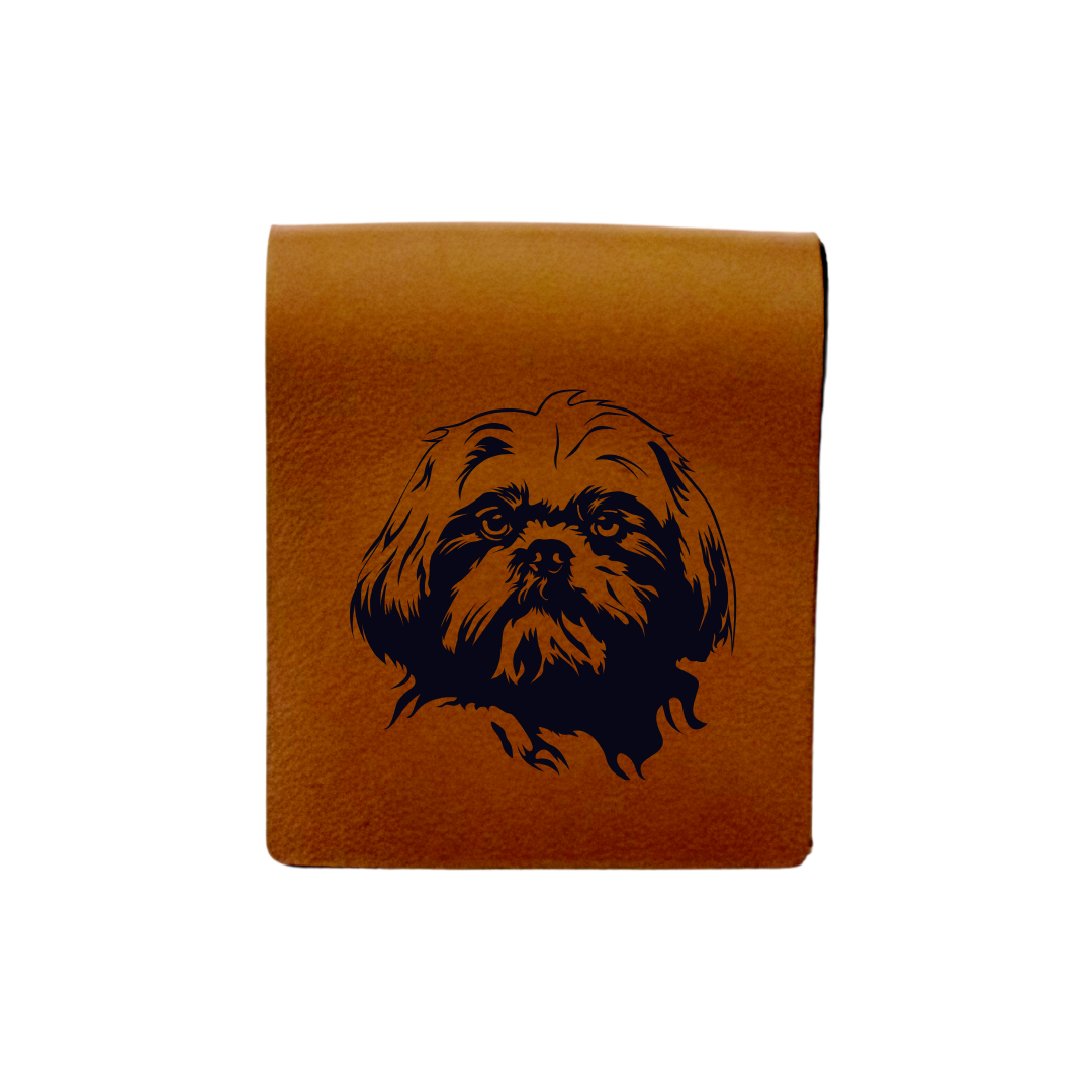 Shih Tzu Face Engraved Genuine Leather Magnetic Bookmark