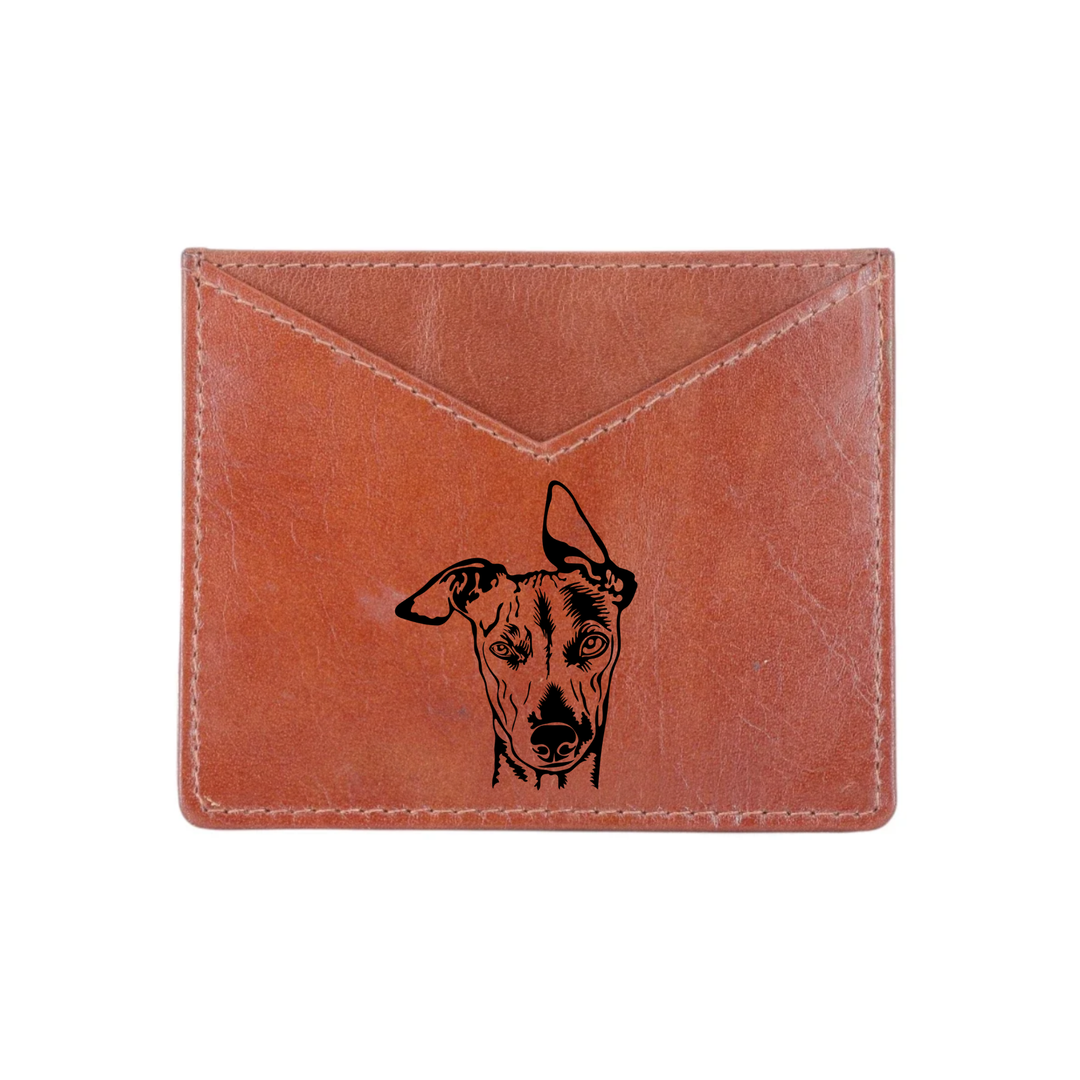 Whippet Engraved Genuine Leather Cardholder