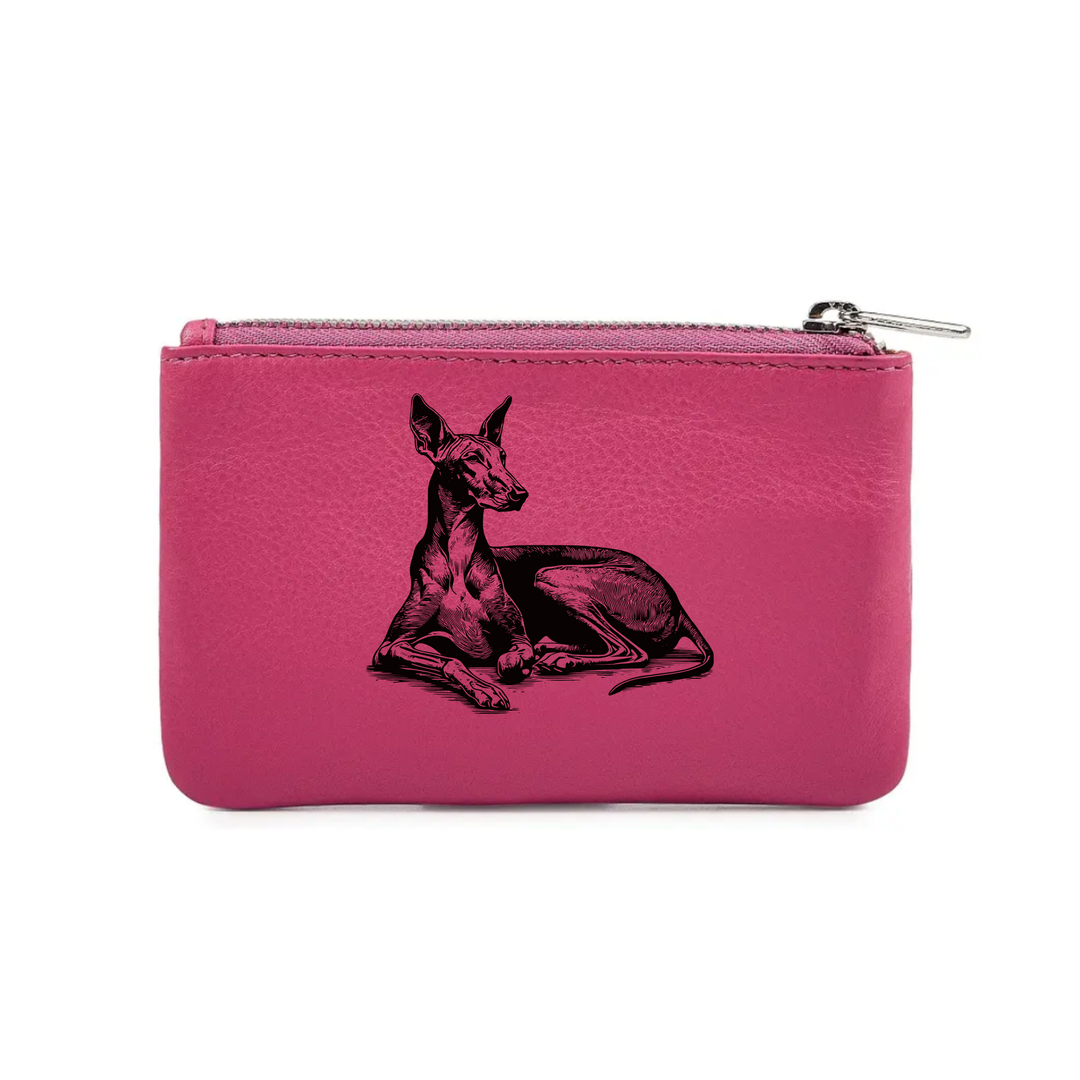 Pharaoh Hound Lying Down Engraved Genuine Leather Coin Purse (Multiple Colour Options)