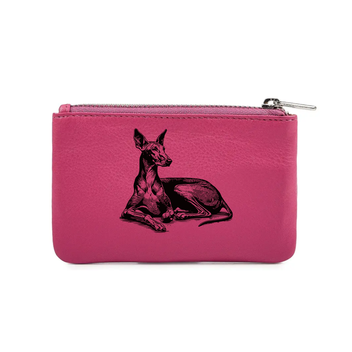 Pharaoh Hound Lying Down Engraved Genuine Leather Coin Purse (Multiple Colour Options)