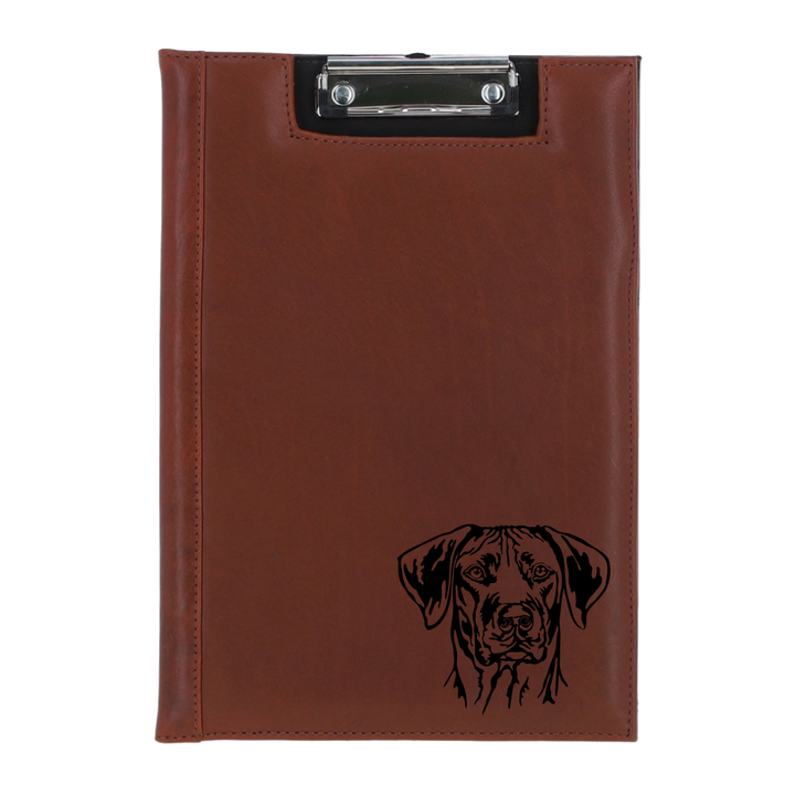 Rhodesian Ridgeback Face Engraved Leather Clipboard