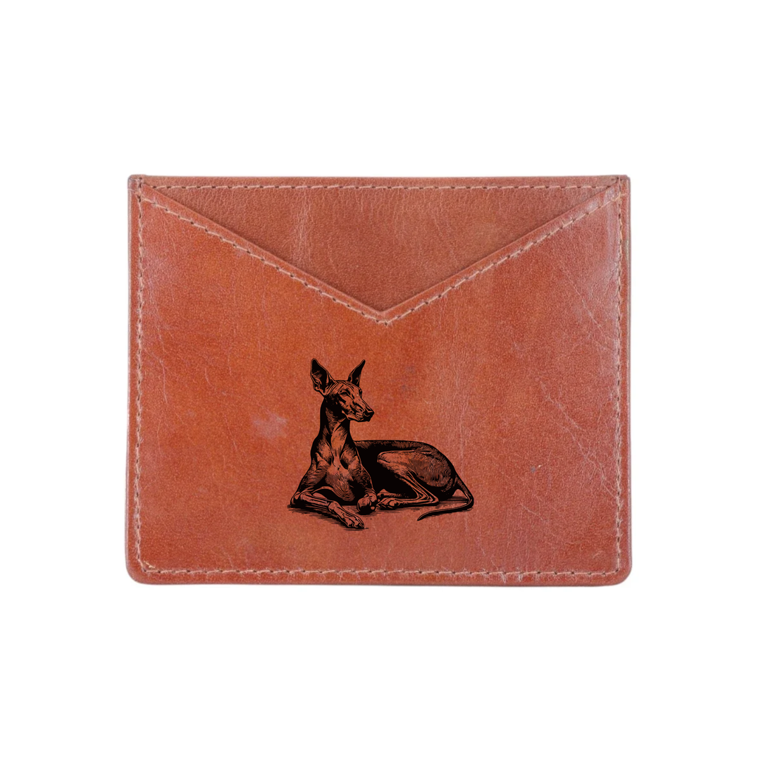 Pharaoh Hound Lying Down Engraved Genuine Leather Cardholder
