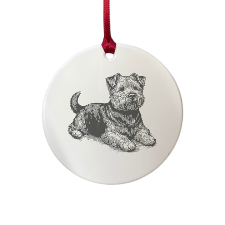 Personalised Norfolk Terrier Lying Down Engraved White Acrylic Decoration