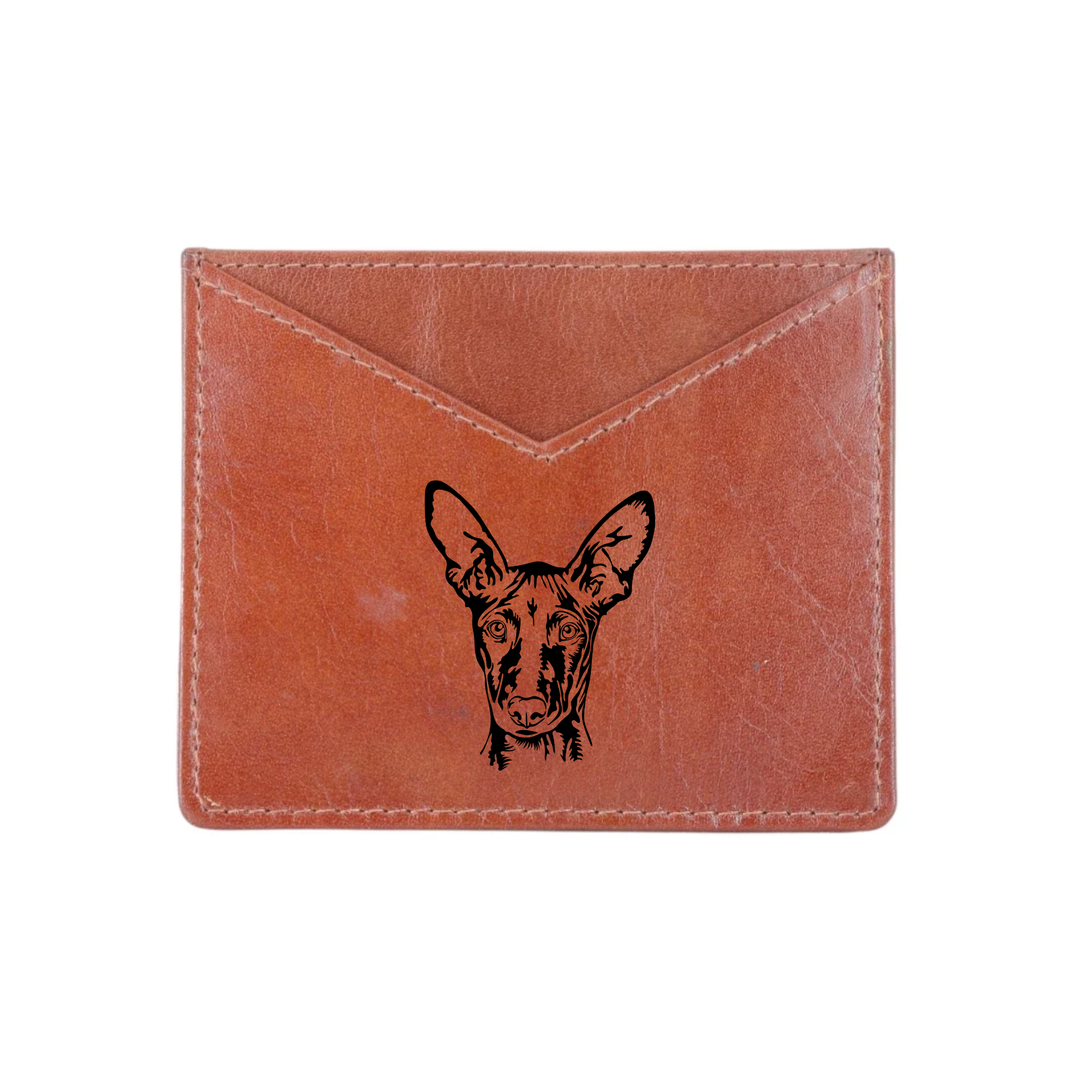 Pharaoh Hound Face Engraved Genuine Leather Cardholder