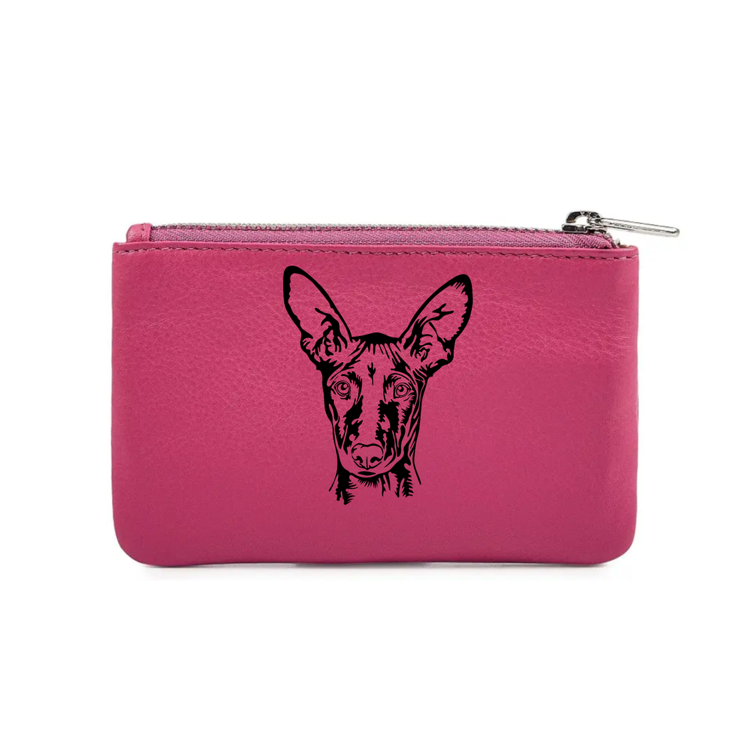 Pharaoh Hound Face Engraved Genuine Leather Coin Purse (Multiple Colour Options)