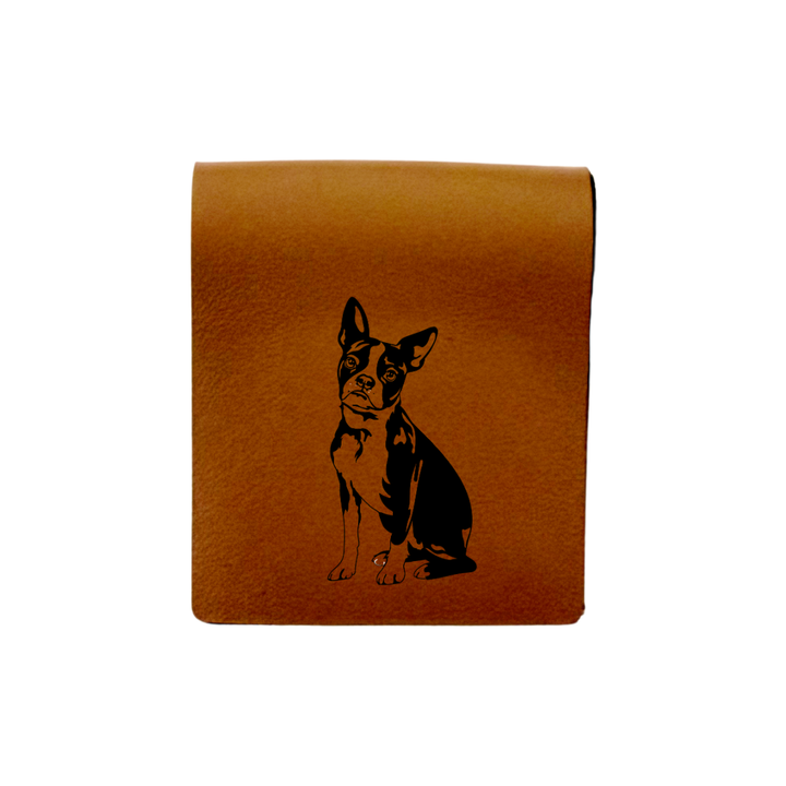 Boston Terrier Engraved Genuine Leather Magnetic Bookmark