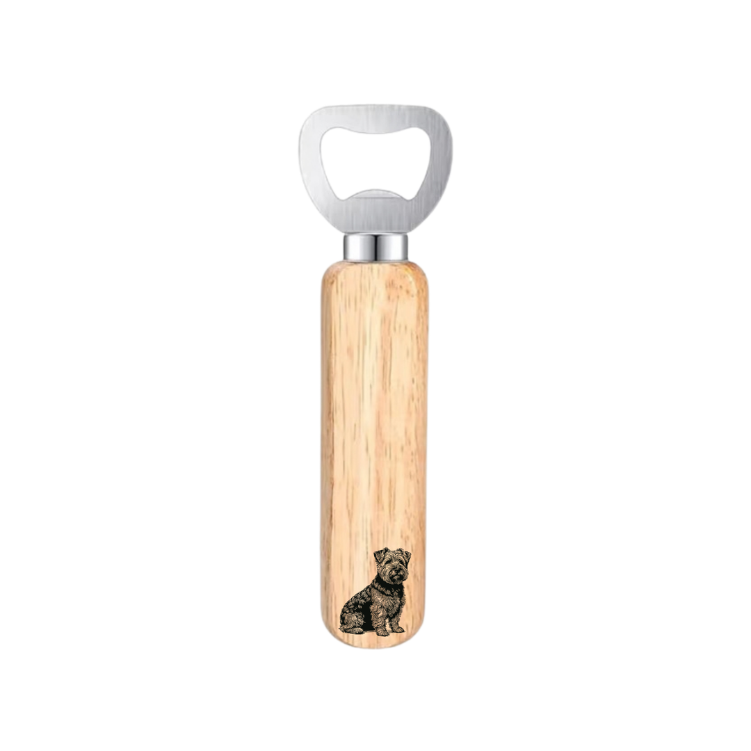 Norfolk Terrier Sitting Engraved Wooden Bottle Opener
