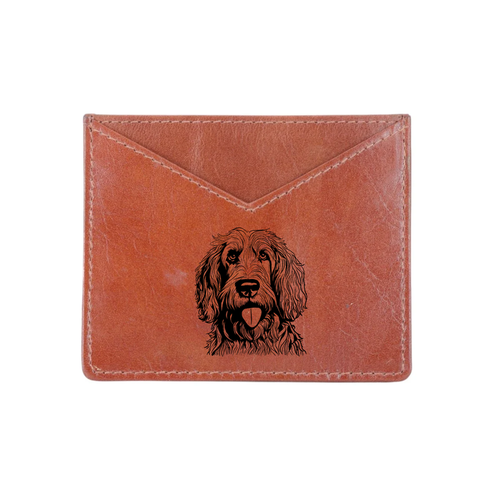 Otterhound Face Engraved Genuine Leather Cardholder