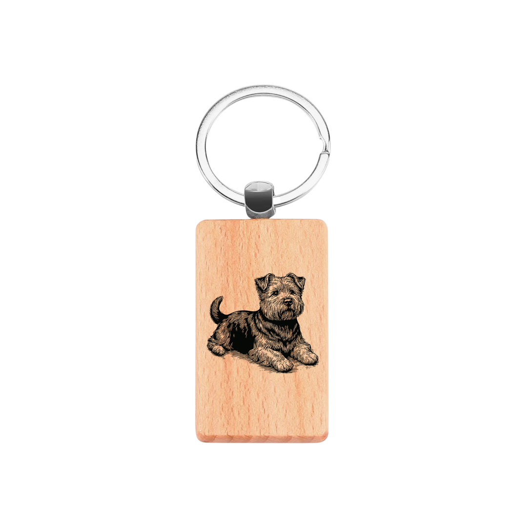 Norfolk Terrier LD Engraved Rectangle Wooden Keyring