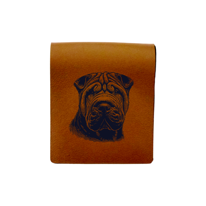 Shar Pei Face Engraved Genuine Leather Magnetic Bookmark