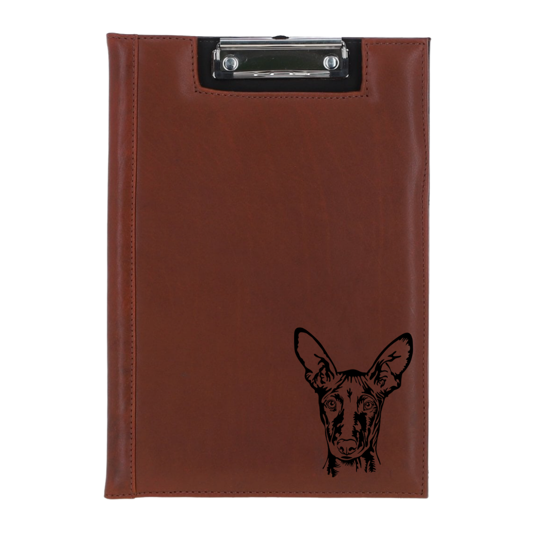 Pharaoh Hound Face Engraved Leather Clipboard