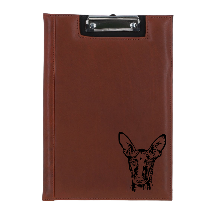 Pharaoh Hound Face Engraved Leather Clipboard