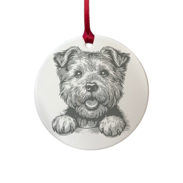 Personalised Norfolk Terrier Paws Engraved White Acrylic Decoration