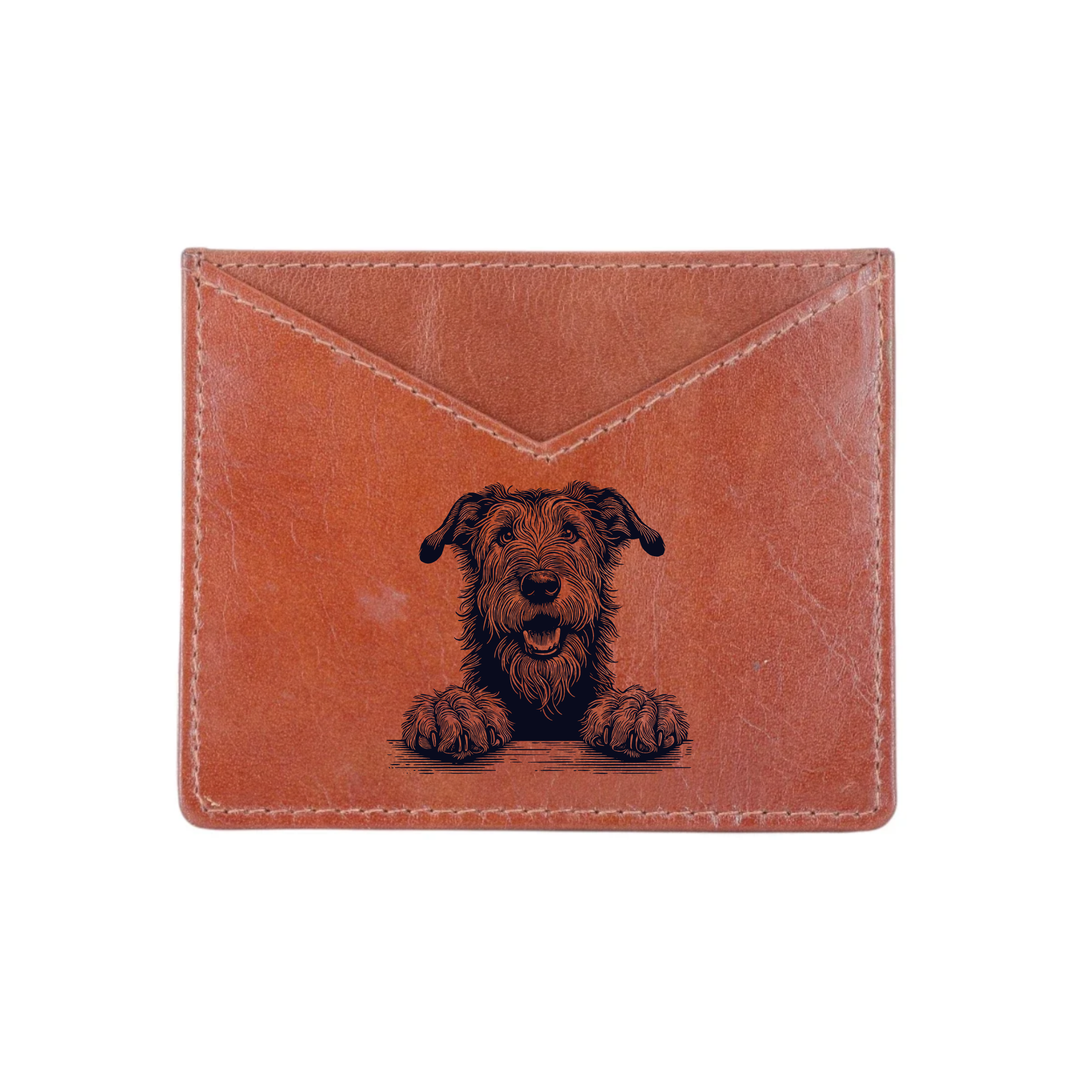 Irish Wolfhound Paws Engraved Genuine Leather Cardholder