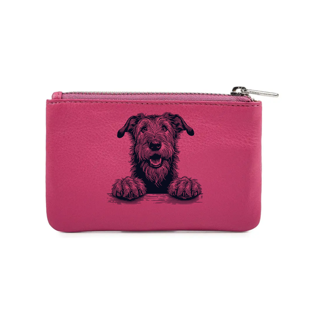 Irish Wolfhound Paws Engraved Genuine Leather Coin Purse (Multiple Colour Options)