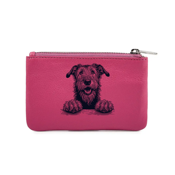 Irish Wolfhound Paws Engraved Genuine Leather Coin Purse (Multiple Colour Options)