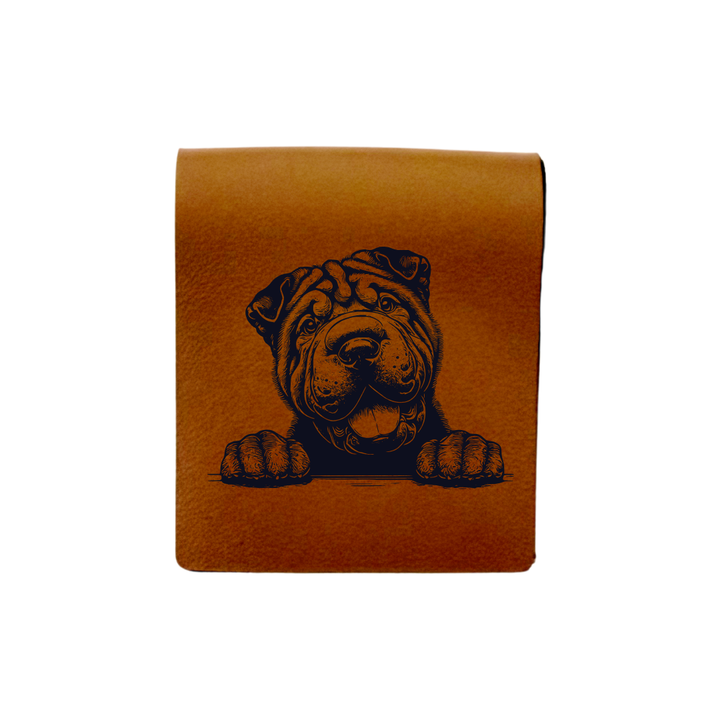 Shar Pei Paws Engraved Genuine Leather Magnetic Bookmark