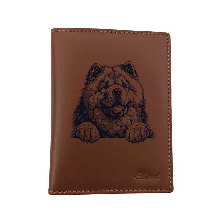 Chow Chow Paws Engraved Leather Passport Cover