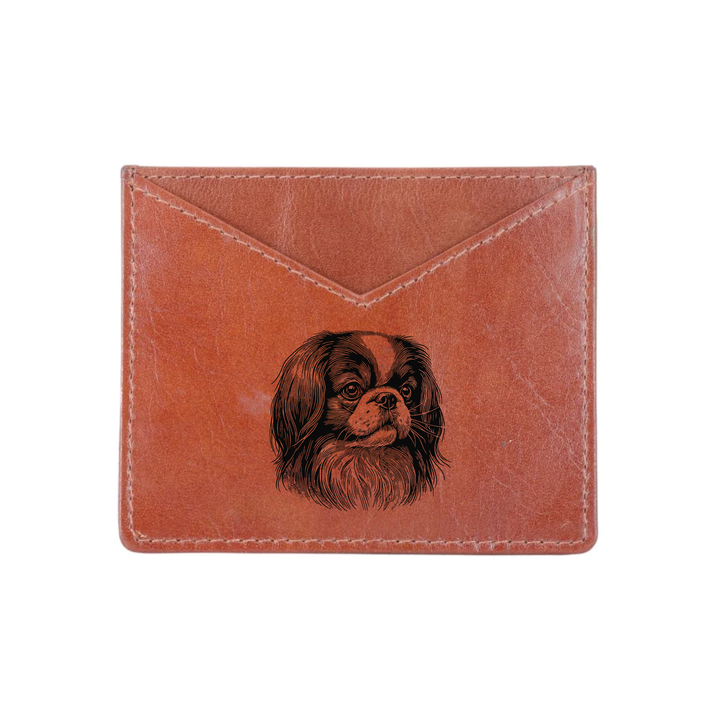 Japanese Chin Face Engraved Genuine Leather Cardholder