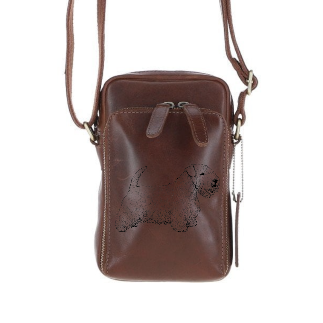Personalised Standing Sealyham Terrier Leather Compact Crossbody Bag