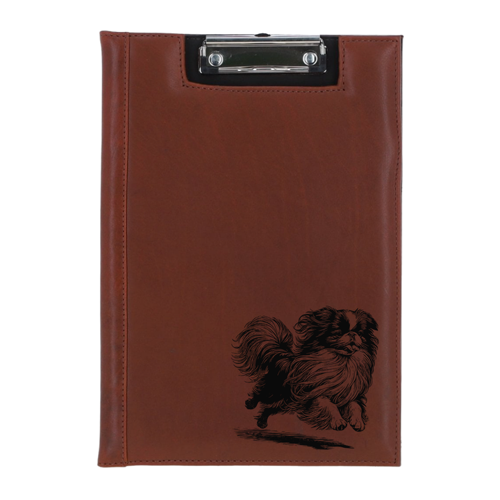 Japanese Chin Running Engraved Leather Clipboard