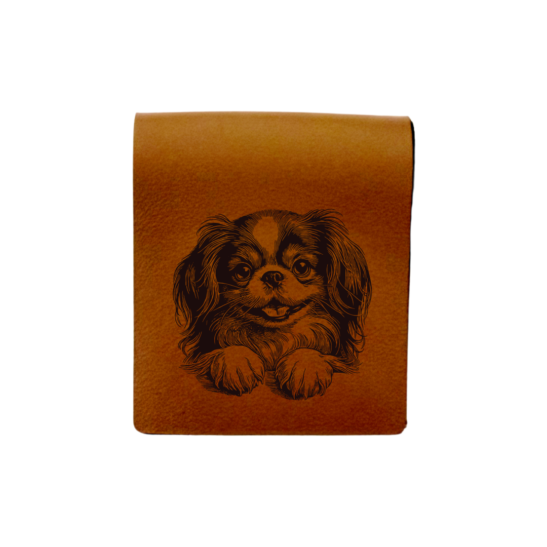 Japanese Chin Paws Engraved Genuine Leather Magnetic Bookmark
