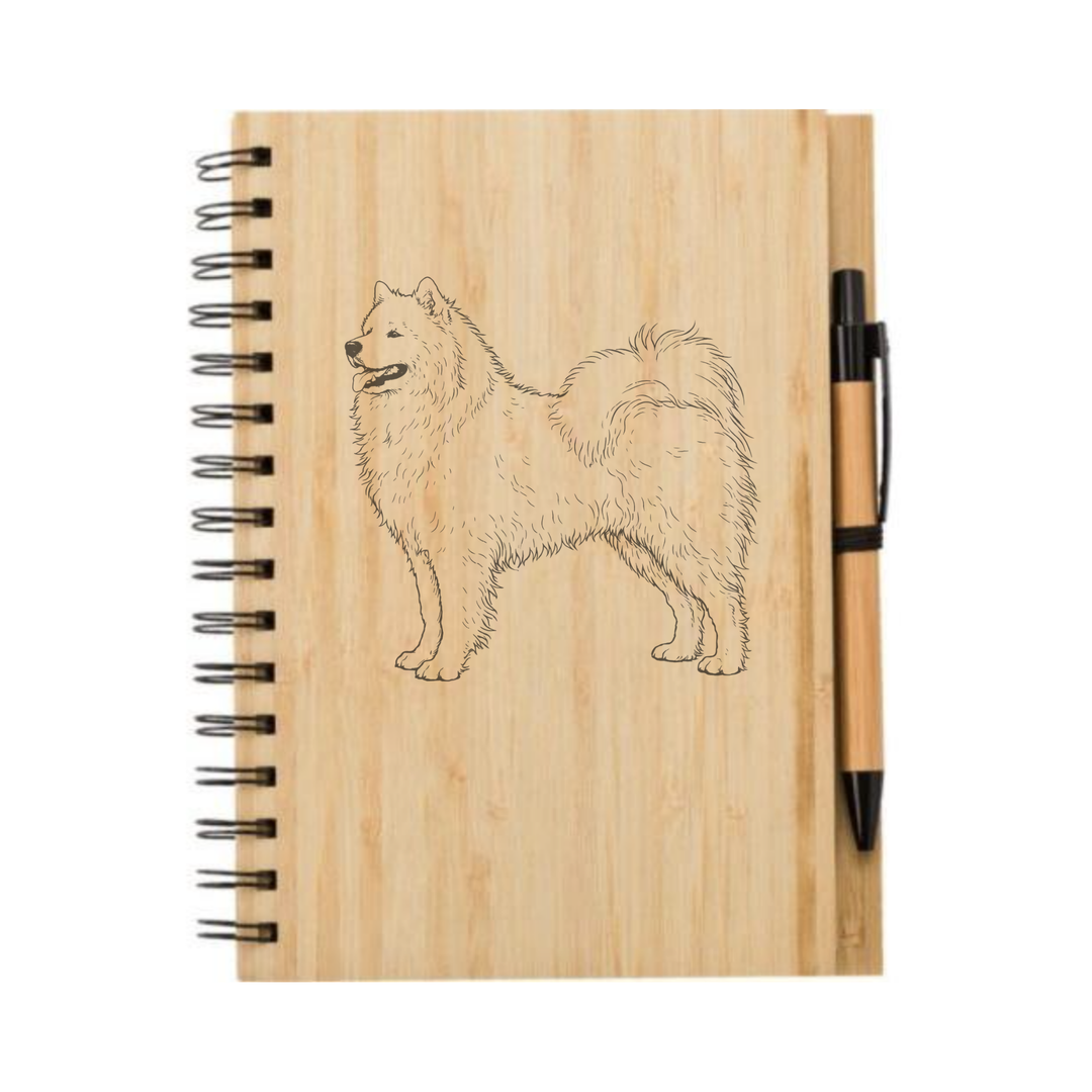 Samoyed Standing Illustration Engraved Notebook