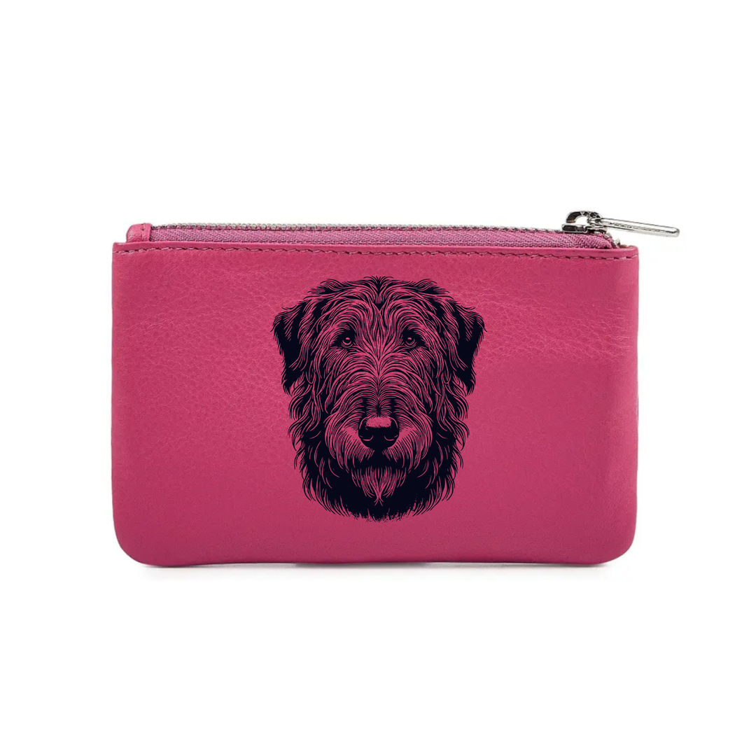 Irish Wolfhound Face Engraved Genuine Leather Coin Purse (Multiple Colour Options)