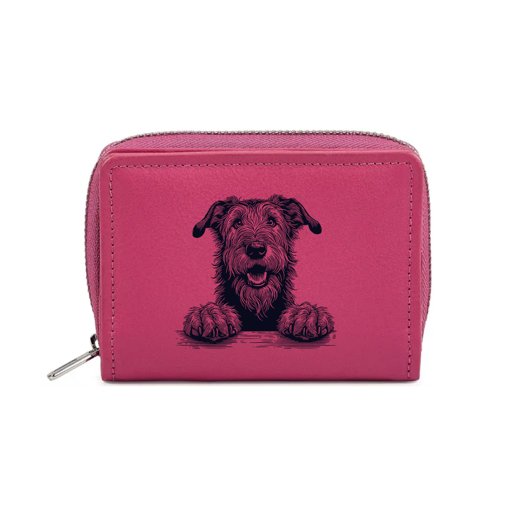 Irish Wolfhound Paws Engraved Small Leather Purse (Green/Pink/Blue/Red)
