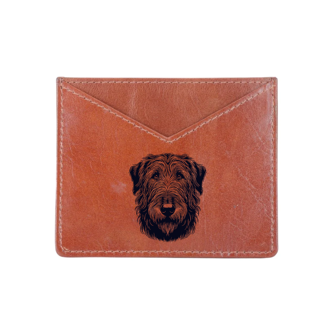 Irish Wolfhound Face Engraved Genuine Leather Cardholder