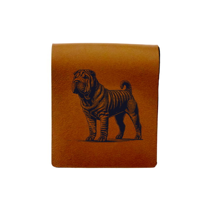 Shar Pei Standing Engraved Genuine Leather Magnetic Bookmark