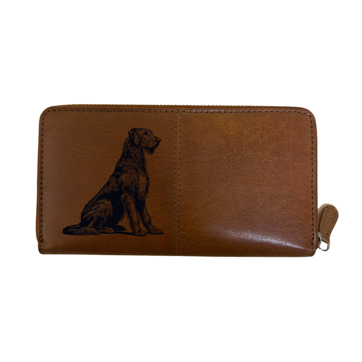 Irish Wolfhound Sitting Engraved Large Leather Purse