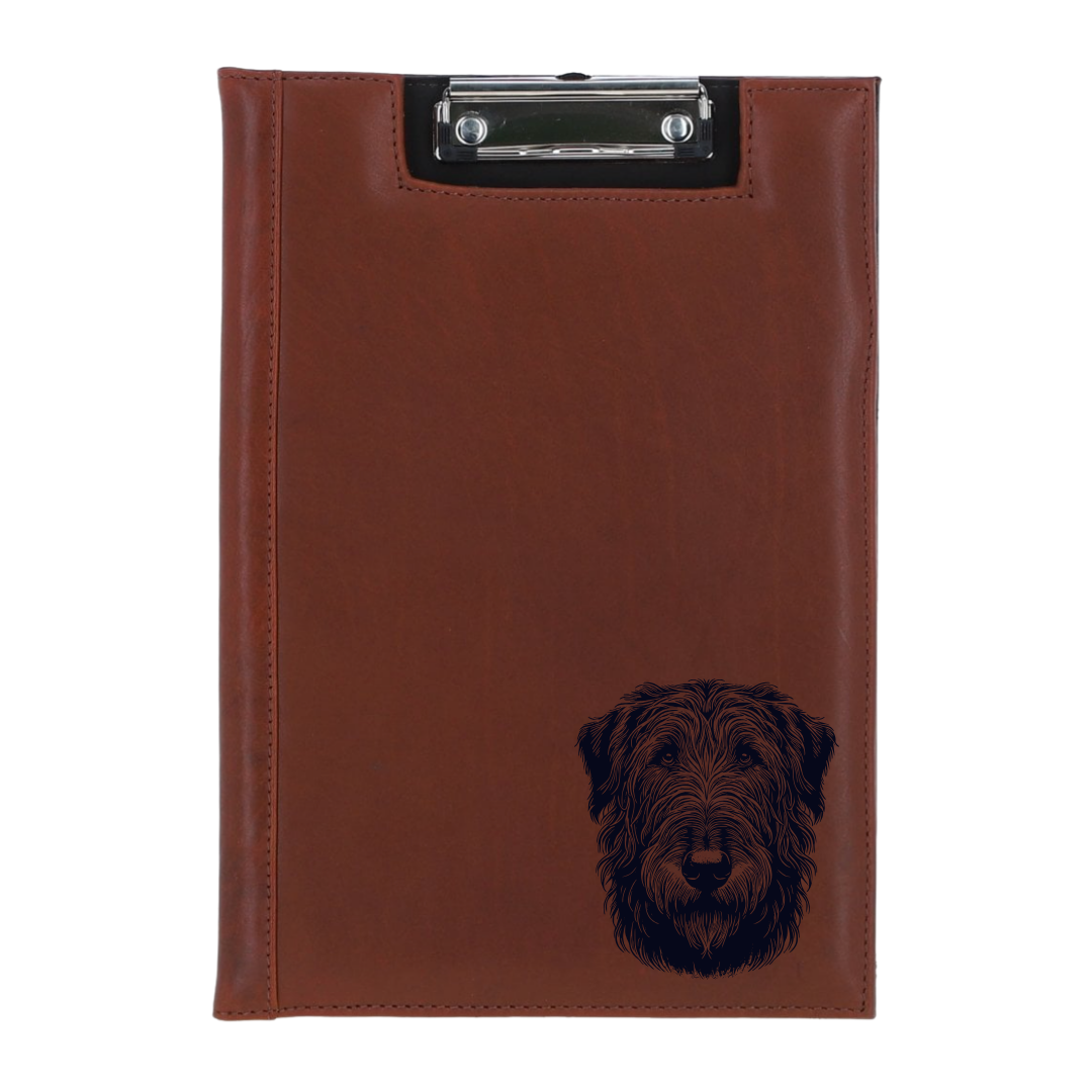 Irish Wolfhound Face Engraved Leather Clipboard