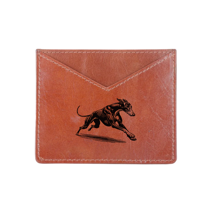 Greyhound Running Engraved Genuine Leather Cardholder