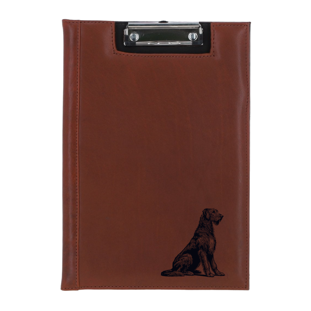 Irish Wolfhound Sitting Engraved Leather Clipboard