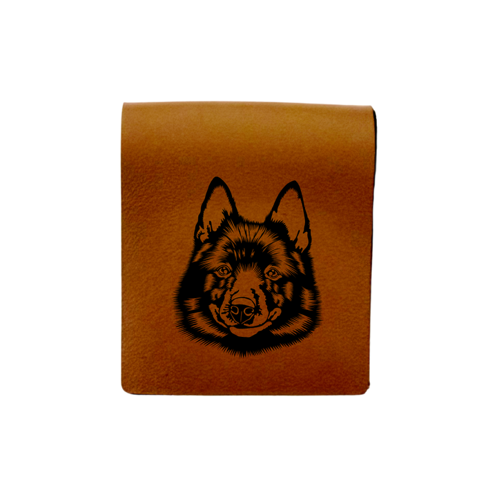 Schipperke Face Engraved Genuine Leather Magnetic Bookmark